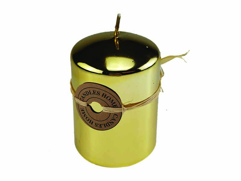 Pillar Candle Gold Color - No Scented - Paraffin Wax